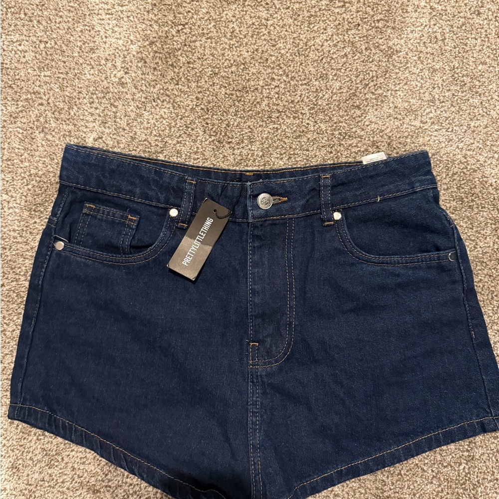 PrettyLittleThing Blue Jean Shorts High-Waisted Raw Hem
